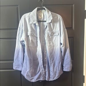 Aerie Offline Ombre Light Blue Button Down Shirt Oversized Shacket